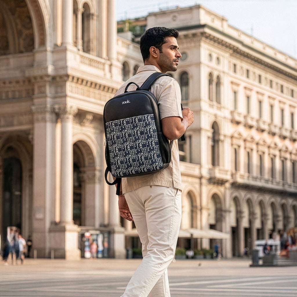 Madras Monochrome Men's Statement Backpack